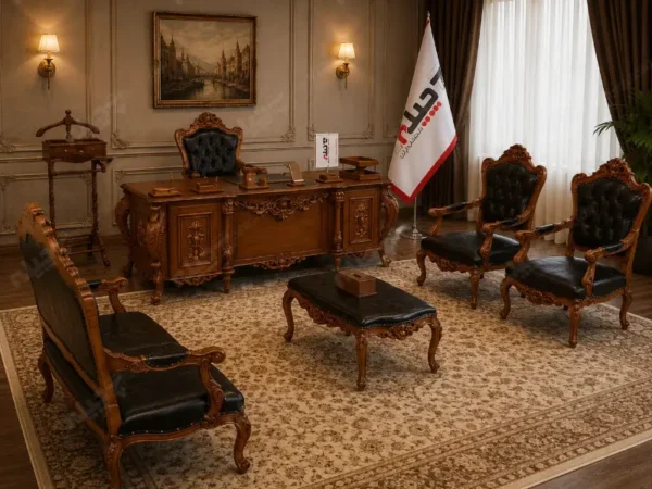ست مبلمان مدیریت کلاسیک فرانسوی تاجدار